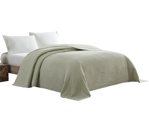 Beatrice Home Fashions Channel Copriletto In Ciniglia, Cotone, Salvia, King