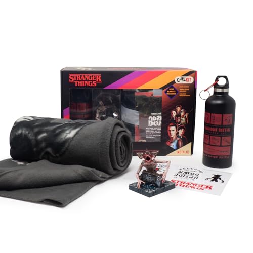 Neamedia Icons Netflix Chill Kit - Stranger Things, Licenza Ufficiale, Coperta Comfort, Statuetta Da Collezione, Bottiglia In Acciaio Inossidabile, Ta