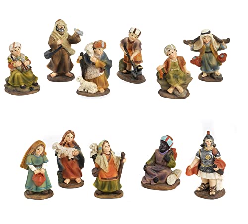 Paben Set 11 Figurine Personaggi Per Presepi (Mestieranti, Pastori E Soldato) 5 Cm In Resina