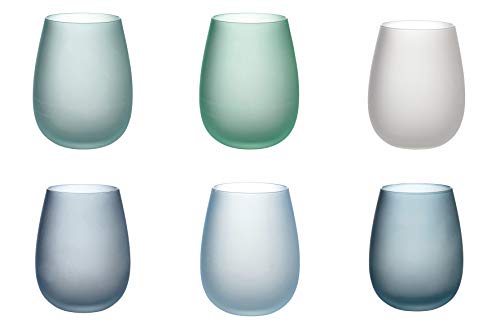 Villa D'Este Home Tivoli Shades Of Blue Set 6 Bicchieri Acqua Frosted In Vetro 500 Ml