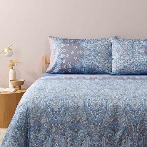 Bassetti Granfoulard Completo Copripiumino Matrimoniale Due Piazze In Raso Di Puro Cotone Sacco Maxi + Lenzuolo Sotto Con Angoli + 2 Federe Isolabella