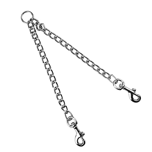 Bessy Shop Guinzaglio In Metallo A Doppio Cane,Guinzaglio A Catena Cani A 2 Vie Guinzaglio Animali Domestici 60Cm Acciaio Catena In Metallo Nessun Gro