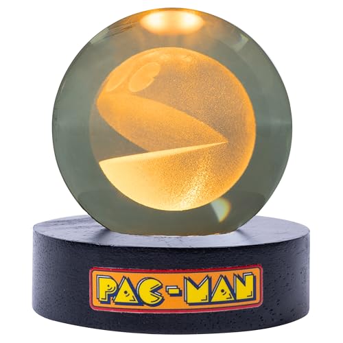 Fizz Creations Pac-Man - Lampada A Sfera Di Cristallo, Stile Retrò, Da Scrivania, Alimentata Tramite Usb, Idea Regalo Classica Per Videogiochi, Illumi