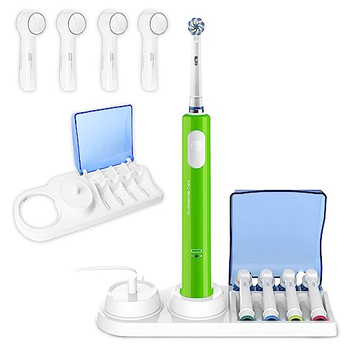 Ph Pro Heat Porta Spazzolino Elettrico - Porta Testine Spazzolino Elettrico - Supporto Per Spazzolino Compatibile Per Oral B Con Coperchio - Include 4