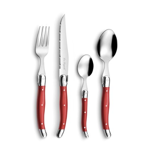 Lou Laguiole Tradition Set Di Posate Da 48 Pezzi, Acciaio Inossidabile, Rosso, 14 X 7,5 X 24,5 Cm, Unità