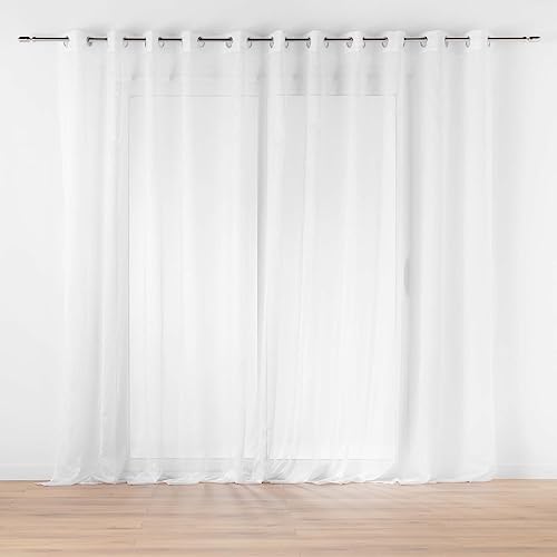 Douceur D'Intérieur Lissea Tenda Con Occhielli, 400 X 240 Cm, Bianco, Velo Sabbiato