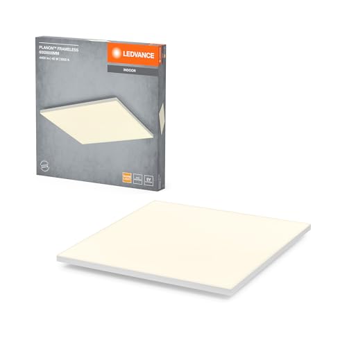 Ledvance Planon Plafoniera Bianca Senza Cornice Con Tecnologia Led Avanzata, 40 W, Forma Quadrata (600 X 600 Mm), 3000 K, Alloggiamento In Alluminio,