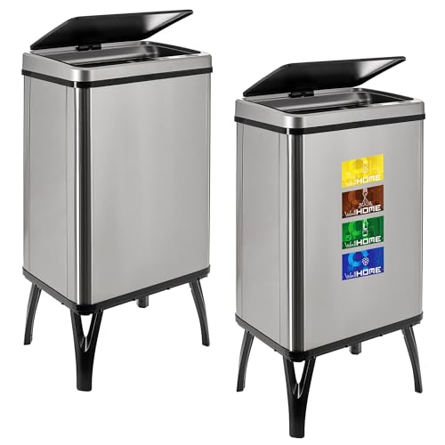 Well Home Mobiliario & Decoración 2 Bidoni Della Spazzatura Intelligente Da 40 L, Altezza: 71,5 (X35,5 X 26), Grigio Con Etichette Magnetiche