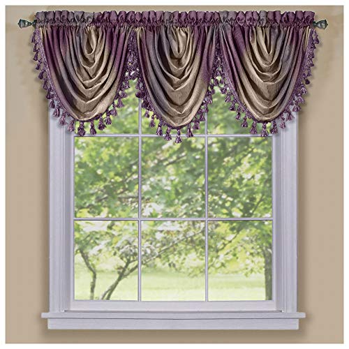 Achim Home Furnishings Ombre Waterfall Valance Aubergine