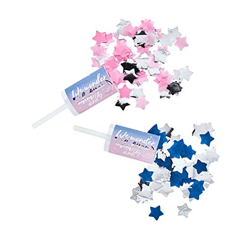 Club Green Gender Reveal Confetti Push Pops, Multicolore, 15 X 7.9 X 10 Cm, 4 Unità
