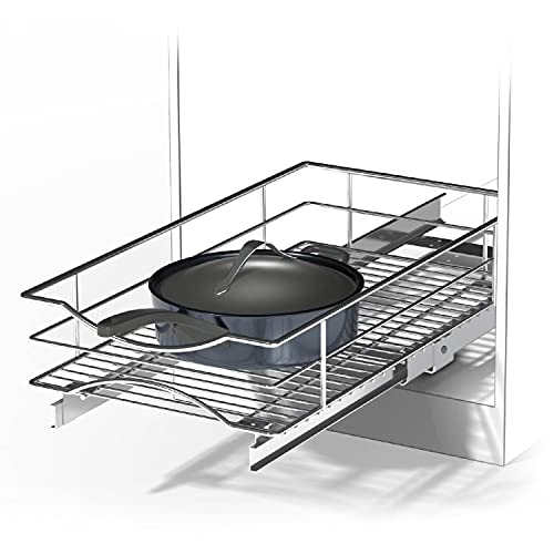 Home Zone Living Organizer Estraibile | 11" W X 21" D | Organizzazione Cestino Da Cucina Sotto Armadietto, Metallo, Stile Cestino, 14" W X 21" D