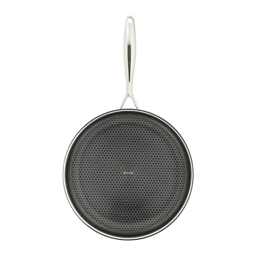 Sitram 715066 - Padella In Acciaio Inox, 30 Cm, Rivestimento A Nido D'Ape, Antiaderente E Antigraffio, Senza Pfoa, Tutte Le Luci Incluse A Induzione