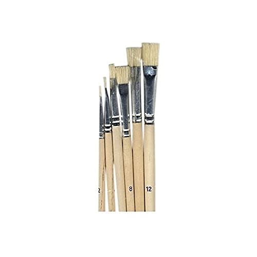 Artemio – Pennelli In Seta Di Porc-Bouts Plats-6 Pcs, Legno, Beige, 6,5 X 1 X 25,5 Cm