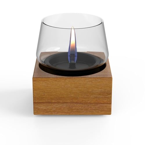 Tenderflame Poppy 14 Candela In Rovere Chiaro, Ignifuga, Non Infiammabile, Ecologica, Senza Pericolo Per La Fiamma, 14 X 14 X 14,3 Cm
