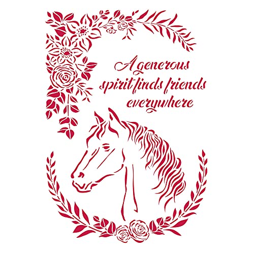Stamperia International G Stencil-Romantic Horses Horse With Flowers Cavalli Fiori, Vario, A4