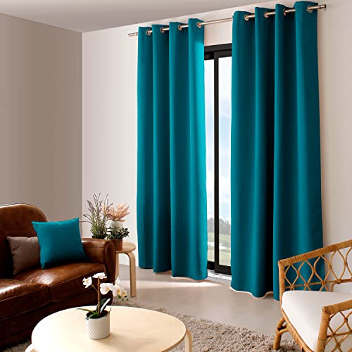 Ed Enjoy Home Tenda Oscurante Con Occhielli Argentati, Blu Anatra, 140 X 240 Cm, 100% Poliestere, Tessuto Certificato Oeko-Tex, Collezione Liquirizia
