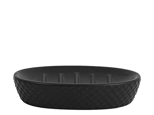 H&H Metropolitan Porta Sapone In Stoneware Nero Cm 14X9,5X3