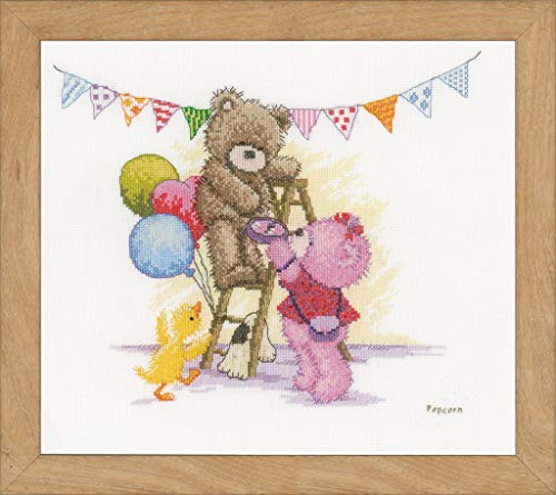 Vervaco Popcorn Bear Birthday Kit Punto Croce, Multicolore