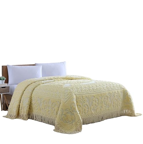 Beatrice Home Fashions Copriletto In Ciniglia Con Medaglione, Doppio, Giallo