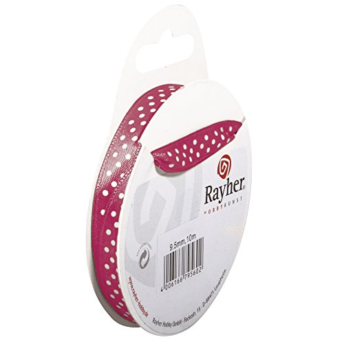 Rayher 5540633 Nastro Di Raso Con Puntini, 9,5 Mm, Sb Rotolo Di 10 M, Pink