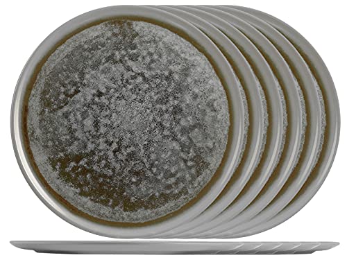 H&H Set 6 Piatti Tondi Velvet In Stoneware Cm 32