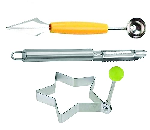 Parence. - "Kit Da Cucina In 3 Pezzi" - 1 Pelapatate + 1 Coltello Per Scultura + 1 Fungo Stella/Frutta E Verdura (Ecome E Coltello Da Scultore), Panca