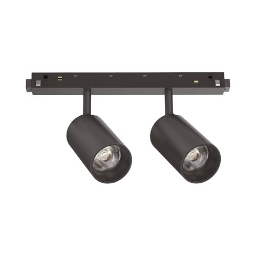 Ideal Lux Sistema Luce Binario Ego Track Double 16W 3000K Dali Bk, Sistema A Rotaia, Illuminazione Modulare, Dispositivo Su Binario, 19X4H13 Cm, Nero