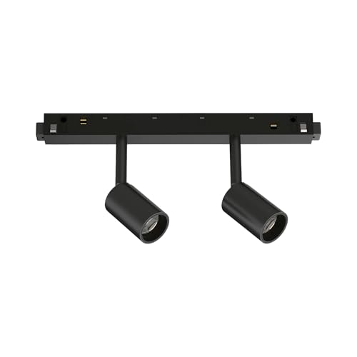 Ideal Lux Sistema Luce Binario Ego Track Double 05W 4000K On-Off Bk, Sistema A Rotaia, Illuminazione Modulare, Dispositivo Su Binario, 19X3H10 Cm, Ner