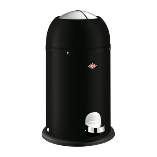 Wesco Kickmaster Junior Pattumiera In Colore Nero Opaco, Lamiera D'Acciaio Verniciata A Polvere, Ammortizzatore Integrato, Volume 12 Litri, Inserto In