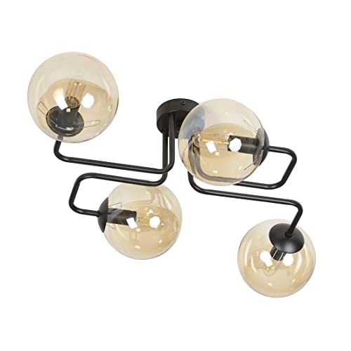 Emibig Lighting Brendi Amber Ceiling Light E14 Length 55 Cm Width 50 Cm Height 32 Cm Dimmable