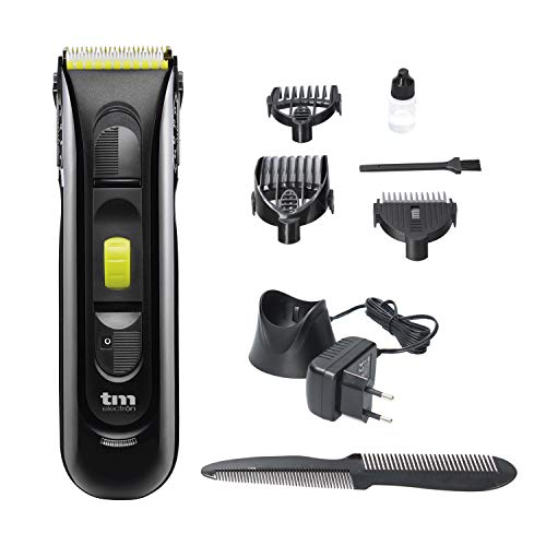 Tm Electron Tmhc106G Rasoio Elettrico Professionale Senza Fili Con Batteria Ricaricabile, Indicatore Di Ricarica Luminoso Led, Lame In Titanio E Ceram