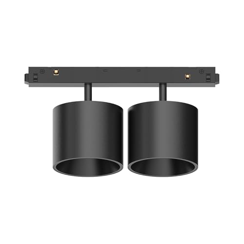 Ideal Lux Sistema Luce Binario Ego Track Double Big 20W 3000K On-Off Bk, Sistema A Rotaia, Illuminazione Modulare, Dispositivo Su Binario, 19X7H11 Cm,