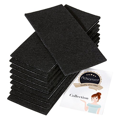 Adsamm® / 10 X Fogli Di Feltro Autoadesivo/Nero / 80X180 Mm/Rettangolare/Piedini Per Mobili In Feltro Da 3.5 Mm Di Spessore/Pad Protettivo Per Mobili