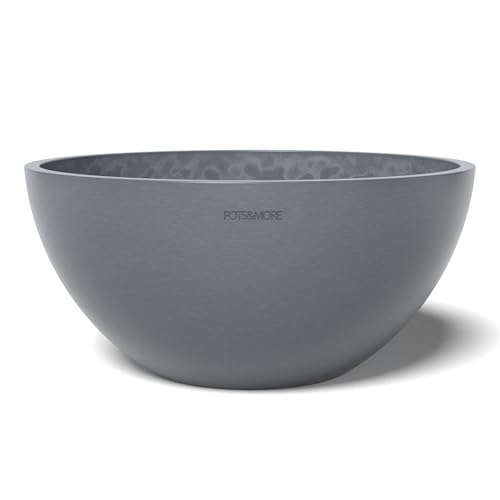 Pots&More Vp313101 - Vaso Da Fiori Umo Bowl 30 (Diametro 30 Cm, Design Rotondo, Colore Grigio, Altezza 13,9 Cm, In Plastica, Per Piante Da Appartament