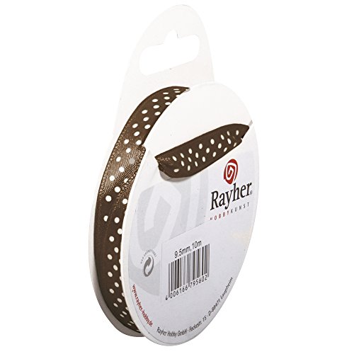 Rayher Nastro Raso Con Puntini, Marrone, 9,5Mm, Rot. 10M, 5540651