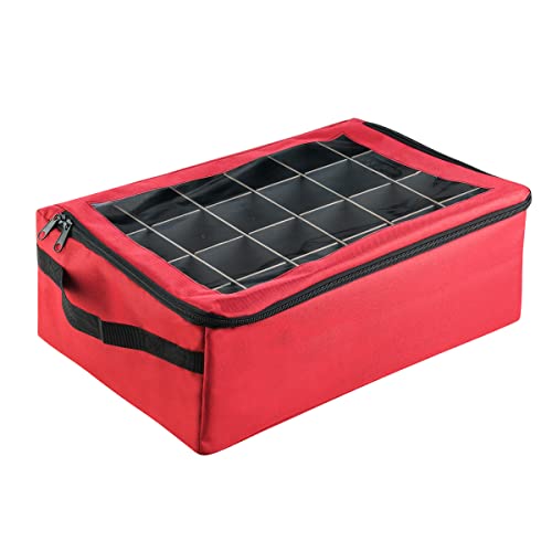 Tiny Tim Totes Contenitore Per Ornamenti, Coperchio Con Cerniera, 48 Scomparti Singoli E Divisori Per Cipolle E Decorazioni Natalizie, Colore: Rosso