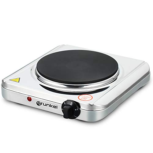 Grunkel - Ehp-118Inox - Fornello Elettrico Da 18 Cm Di Placca. Cucina Elettrica Portatile Ideale Per Caravanas, Camping O Cucine Piccole Adatta A Tutt