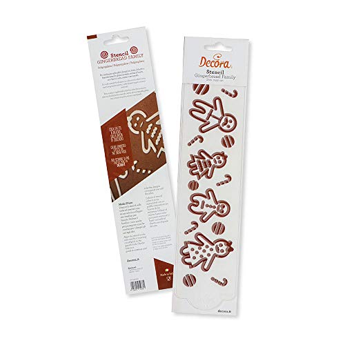 Decora 9271027 Stencil Decorativo Gingerbread Family 7 X 30 Cm, In Plastica Per Alimenti; Perfetto Per Realizzare Splendidi Disegni Su Torte, Dolcetti