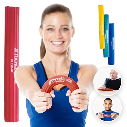 Theraband - Flexbar Per Epicondilite, Per Infortuni Sportivi, Allevia Il Dolore, Ottimiza La Presa/Forza, Barra Di Resistenza, Resistenza Media, Color