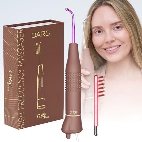 Gess Dars Massaggiatore Ad Alta Frequenza Con Argon E Neon Gas, 2 Elettrodi Per Viso E Capelli - Asta Ad Alta Frequenza Per Il Trattamento Dell'Acne,