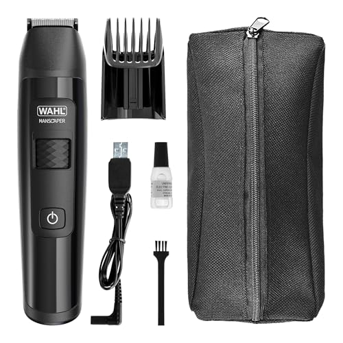 Wahl Manscaper Lithium Trimmer Corpo E Parti Intime, Completamente Impermeabile, Uso Bagnato/Asciutto, Tecnologia Smart Trim Led, Lame A Sfera Safe-To