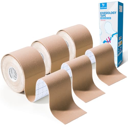Yangtsung Nastro Kinesiologico, 3 Rotoli 5Cm X 5M Tape Kinesiologico, Tape Sportivo Impermeabile Ed Elastico, Kinesio Taping Nastri Amici Della Pelle 