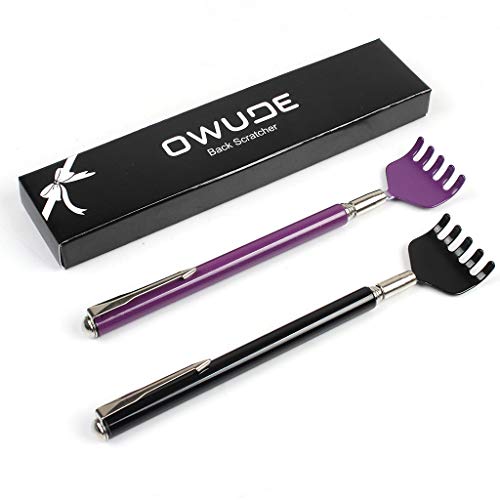 Owude Scratcher Posteriore Estensibile Portatile, Scratcher Telescopico Tetractable Bear Claw Metal Massager Manuale Strumento Confezione Da 2 (Nero +