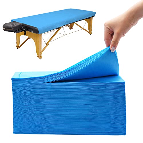 Rngwaper 100 Pezzi Lenzuolo Usa E Getta, Fogli Non Tessuti Usa E Getta, Lettini Da Massaggio Lenzuolo Per Salone Di Bellezza Hotel 80X180Cm (Blu)