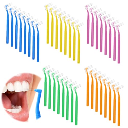 40 Pezzi Spazzolini Interdentali Scovolini Dentali Per Cura Della Bocca Scovolini Interdentali L A Forma L-Scovolino Per Pulizia Denti Con Coperchio S