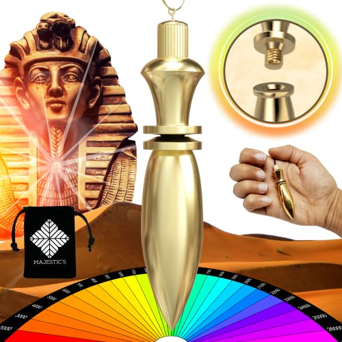Pendolo Esoterico Egizio Thot In Ottone Dorato Premium (38 G) - Pendolino Divinatorio Di Radiestesia Y Divinazione Con Camera Per Testimone [Garanzia