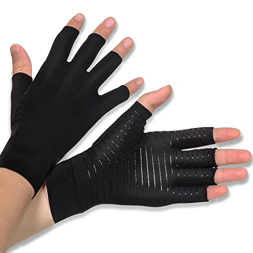 Guanti Per Artrosi Alle Mani Con Rame, Guanti Artrite Guanti Senza Dita Guanti Compressione Artrite Reumatoide Mani，Per Donne E Uomini, Sollievo Dal D