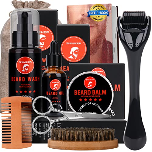 Kit Barba Uomo Con Olio Per Barba, Crema Per Barba, Detergente Per Barba, Spazzola Per Barba, Pettine Per Barba, Forbici Per Barba Set Barba Uomo E Ac
