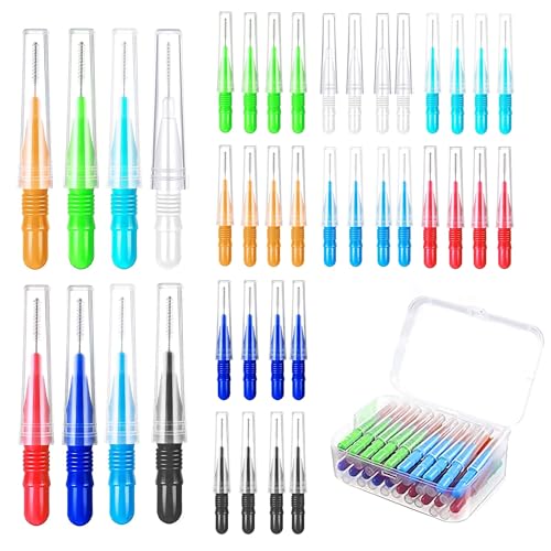 Gefire 40 Pezzi Spazzolino Monociuffo, Scovolini Dentali, Scovolino Denti, Scovolini, Spazzolino Per Dentiera Riutilizzabile, Adatto Per La Pulizia In