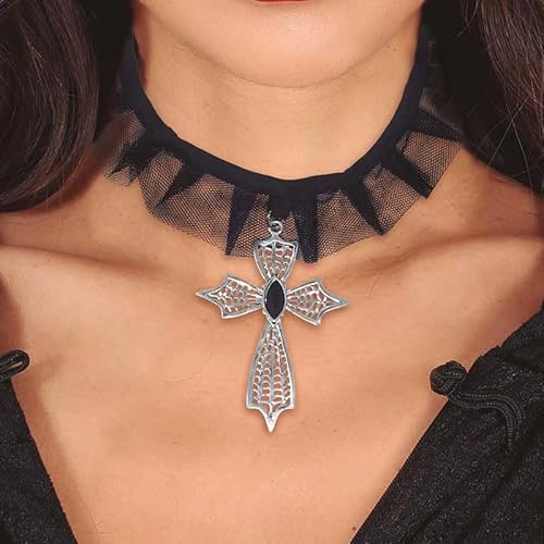 Girocollo Choker Nero Con Croce 7 Cm